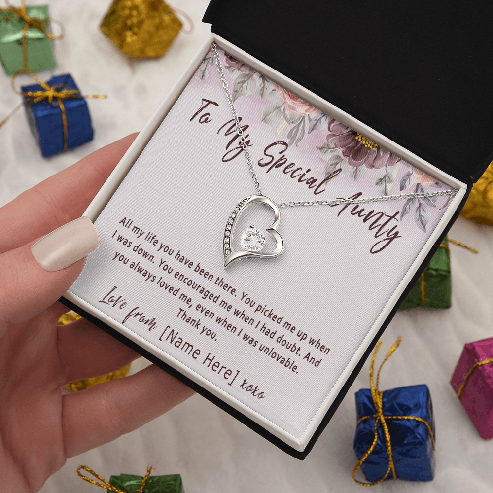 Personalized Aunty Necklace from Niece or Nephew, Custom Aunty Birthday Present - "All my life you have been there"