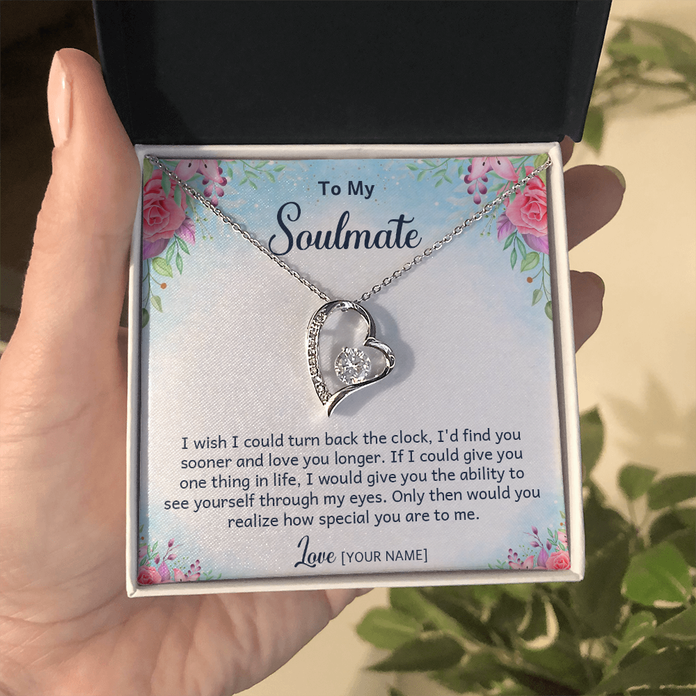 Personalized Soulmate Necklace Gift – Custom Romantic Present Idea for Wife or Girlfriend, Meaningful Anniversary Birthday Christmas Jewelry - "I wish I could turn back the clock"