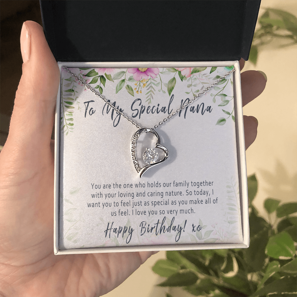 Nana Birthday Necklace Gift from Grandkids – Heartfelt Nana Jewelry with Message Card - "You are the one who holds our family together"