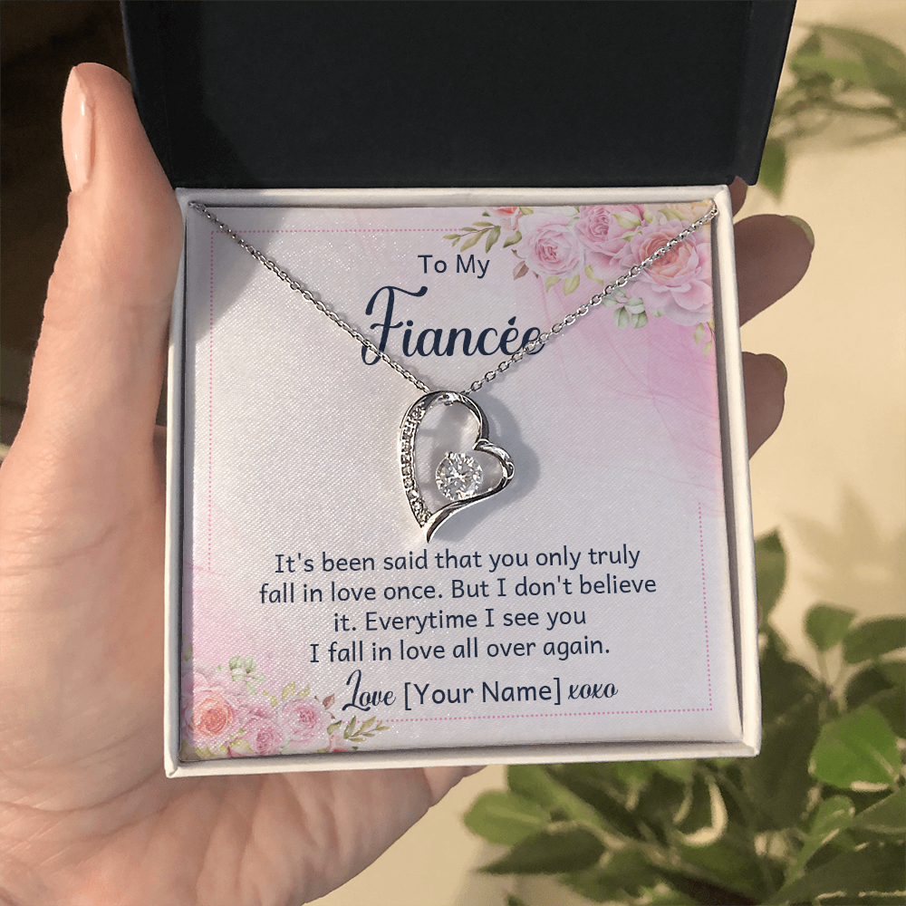 Personalized Fiancée Necklace Gift – Custom Romantic Engagement Jewelry for Future Wife, Meaningful Anniversary Birthday Present – “It's been said that you only truly fall in love once”