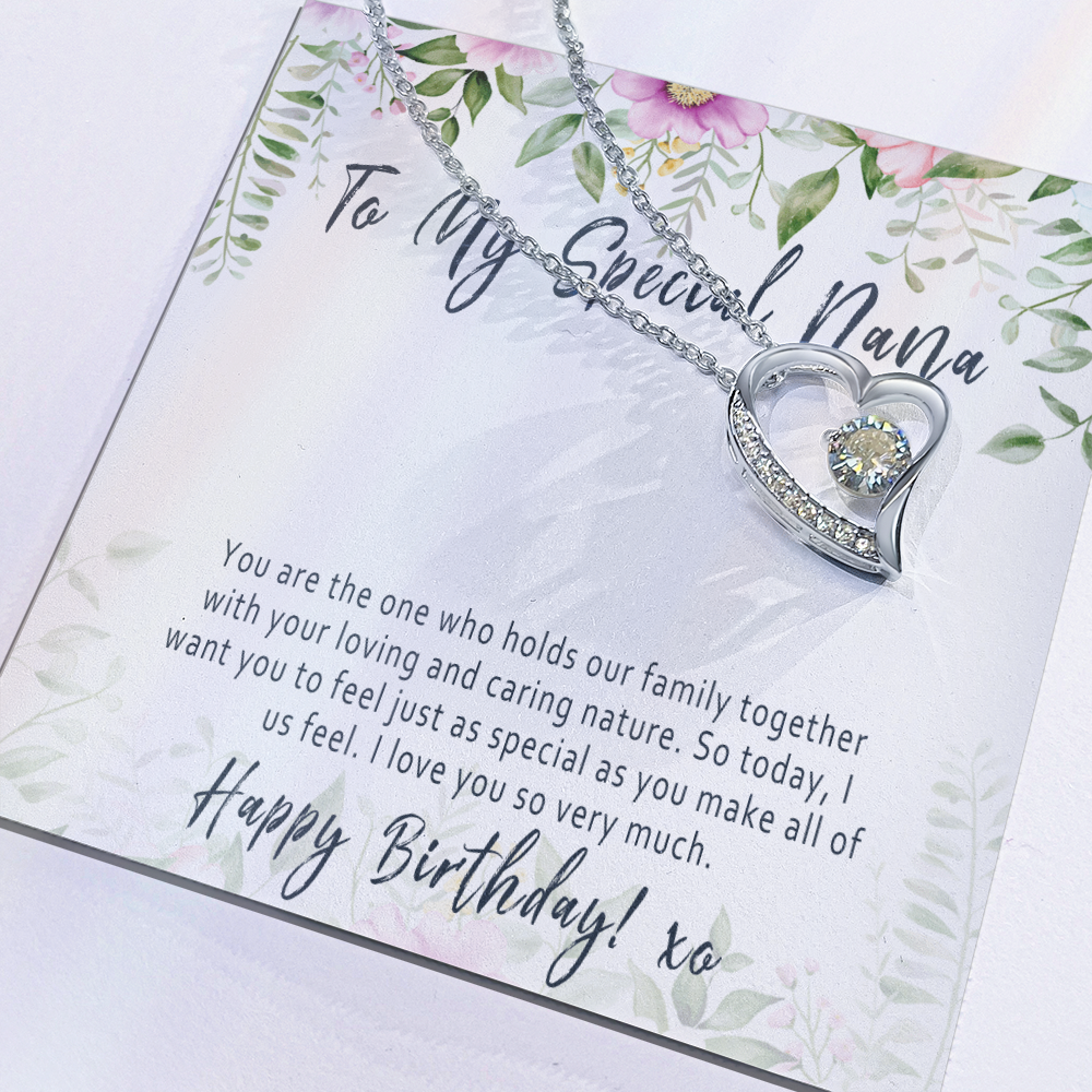 Nana Birthday Necklace Gift from Grandkids – Heartfelt Nana Jewelry with Message Card - "You are the one who holds our family together"