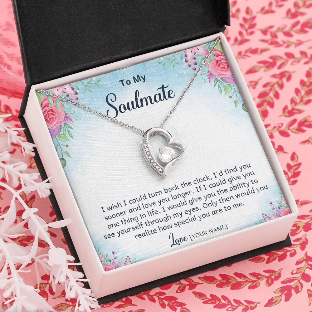 Personalized Soulmate Necklace Gift – Custom Romantic Present Idea for Wife or Girlfriend, Meaningful Anniversary Birthday Christmas Jewelry - "I wish I could turn back the clock"