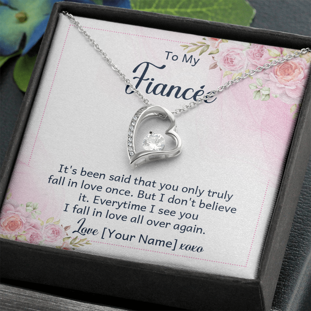 Personalized Fiancée Necklace Gift – Custom Romantic Engagement Jewelry for Future Wife, Meaningful Anniversary Birthday Present – “It's been said that you only truly fall in love once”