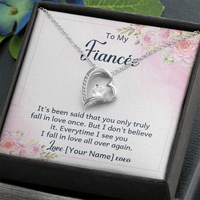 Personalized Fiancée Necklace Gift – Custom Romantic Engagement Jewelry for Future Wife, Meaningful Anniversary Birthday Present – “It's been said that you only truly fall in love once”