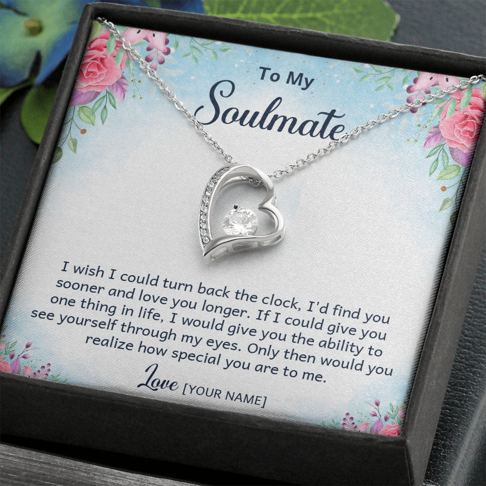 Personalized Soulmate Necklace Gift – Custom Romantic Present Idea for Wife or Girlfriend, Meaningful Anniversary Birthday Christmas Jewelry - "I wish I could turn back the clock"