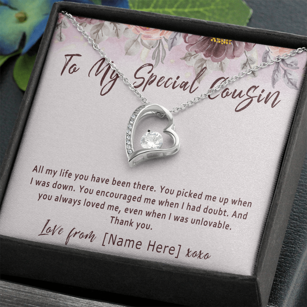 Personalized Cousin Necklace – Custom Cousin Gift, Meaningful Birthday Present for Female Cousin - "All my life you have been there"