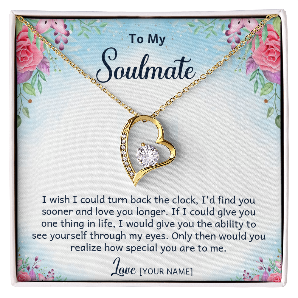 Personalized Soulmate Necklace Gift – Custom Romantic Present Idea for Wife or Girlfriend, Meaningful Anniversary Birthday Christmas Jewelry - "I wish I could turn back the clock"