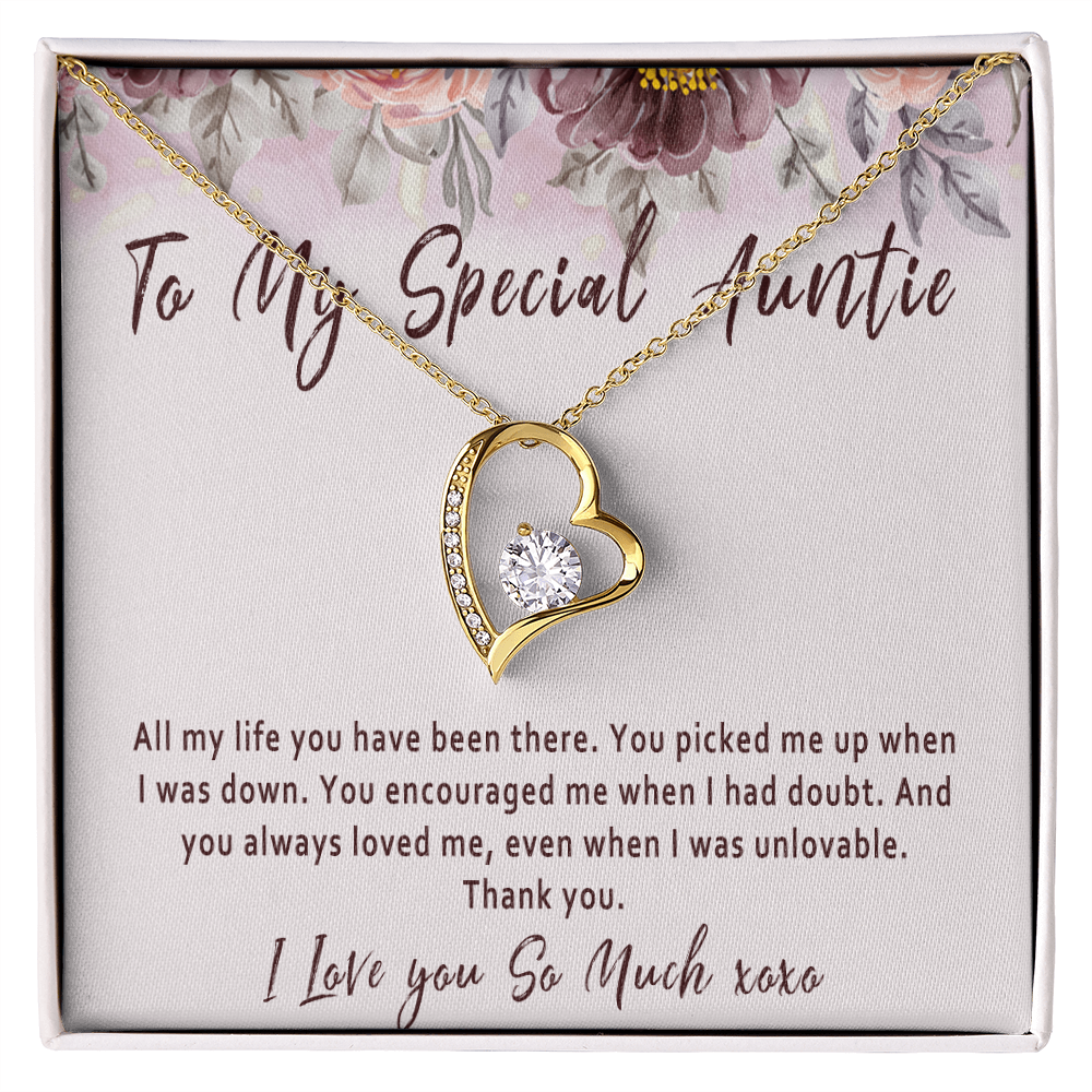 Auntie Necklace Gift, Sentimental Auntie Jewelry Birthday Present from Niece or Nephew - "All my life you have been there"