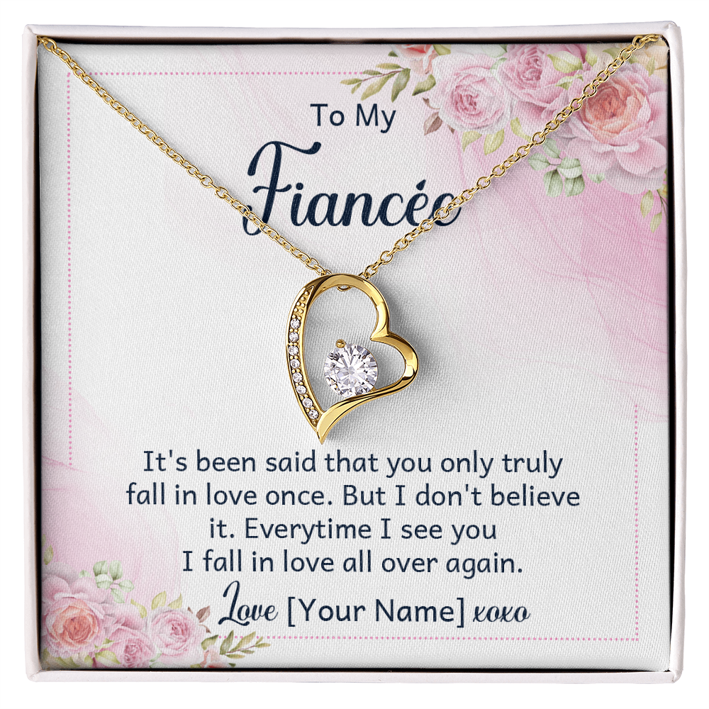 Personalized Fiancée Necklace Gift – Custom Romantic Engagement Jewelry for Future Wife, Meaningful Anniversary Birthday Present – “It's been said that you only truly fall in love once”