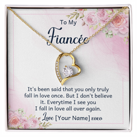 Personalized Fiancée Necklace Gift – Custom Romantic Engagement Jewelry for Future Wife, Meaningful Anniversary Birthday Present – “It's been said that you only truly fall in love once”