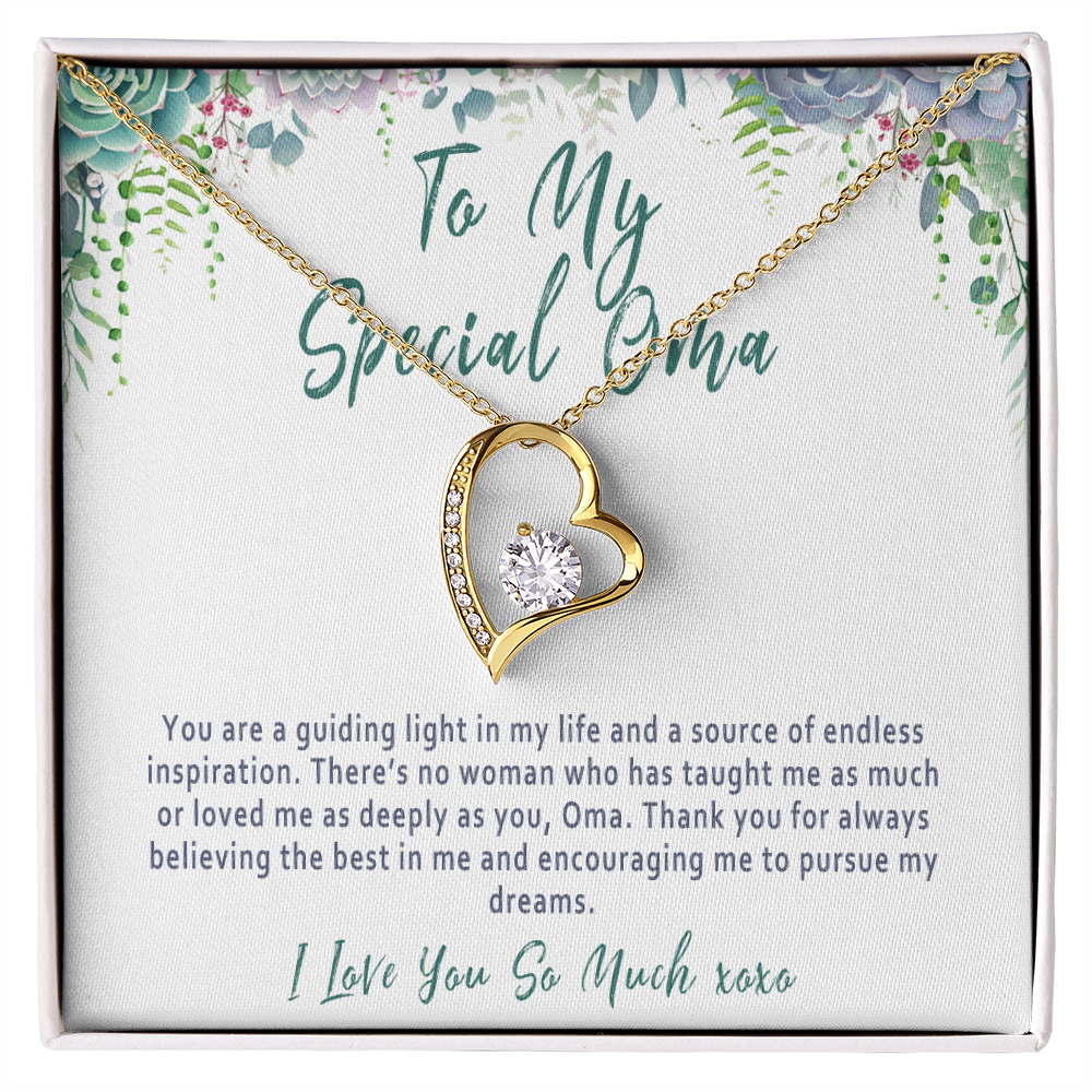Oma Mother's Day Necklace Gift from Grandchild, To My Special Oma, "You are a guiding light in my life"