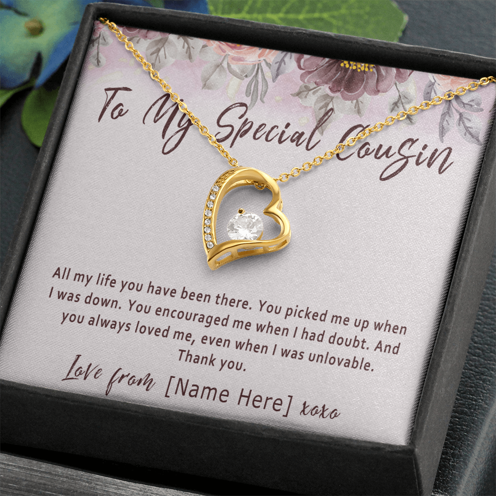 Personalized Cousin Necklace – Custom Cousin Gift, Meaningful Birthday Present for Female Cousin - "All my life you have been there"
