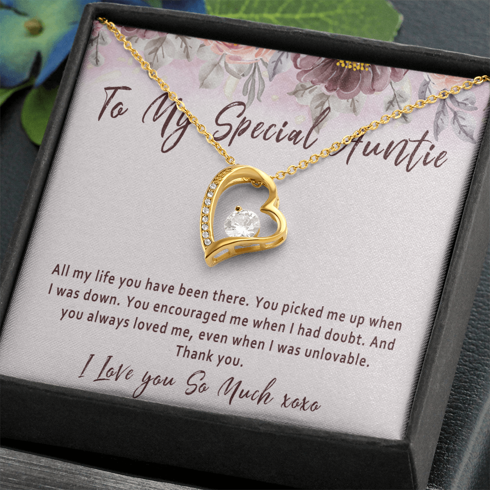 Auntie Necklace Gift, Sentimental Auntie Jewelry Birthday Present from Niece or Nephew - "All my life you have been there"