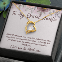 Auntie Necklace Gift, Sentimental Auntie Jewelry Birthday Present from Niece or Nephew - "All my life you have been there"