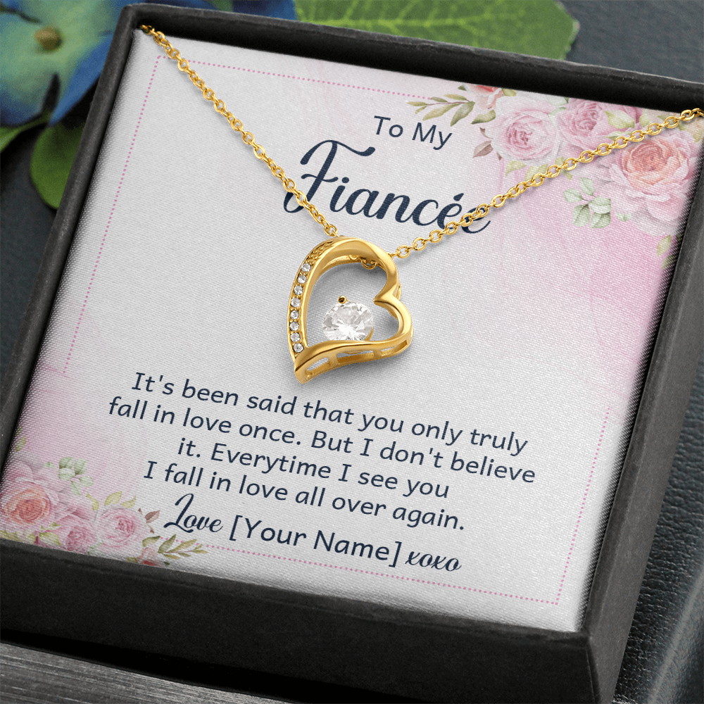Personalized Fiancée Necklace Gift – Custom Romantic Engagement Jewelry for Future Wife, Meaningful Anniversary Birthday Present – “It's been said that you only truly fall in love once”