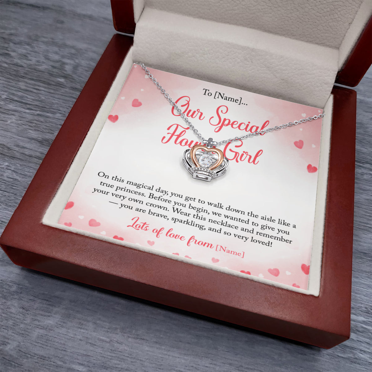 Personalized Flower Girl Necklace – Custom Flower Girl Gift Before Wedding Ceremony, Keepsake Jewelry From Bride and Groom - "On this magical day"