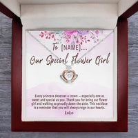 Personalized Flower Girl Crown Necklace Gift, Custom Meaningful Wedding Flower Girl Pendant Thank You Keepsake - "Every princess deserves a crown"