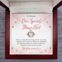 Personalized Flower Girl Crown Necklace – Custom Flower Girl Gift Before Ceremony, Fairytale Wedding Keepsake Jewelry - "Today is a fairytale kind of day"