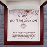 Personalized Flower Girl Crown Necklace – Custom Flower Girl Gift with Name, Wedding Flower Girl Thank You Jewelry Keepsake - "Thank you for being our beautiful flower girl"