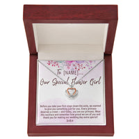 Personalized Flower Girl Crown Necklace – Custom Wedding Day Thank You Gift for Your Special Flower Girl - "Before you take your first steps down the aisle"