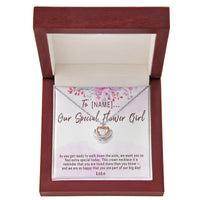 Personalized Flower Girl Crown Necklace, Custom Wedding Flower Girl Gift, Meaningful Jewelry Thank You Keepsake - "As you get ready to walk down the aisle"