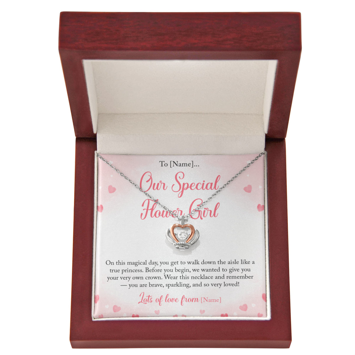 Personalized Flower Girl Necklace – Custom Flower Girl Gift Before Wedding Ceremony, Keepsake Jewelry From Bride and Groom - "On this magical day"
