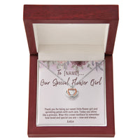 Personalized Flower Girl Crown Necklace Gift, Custom Meaningful Wedding Flower Girl Thank You Jewelry Keepsake - "Thank you for being our sweet little flower girl"