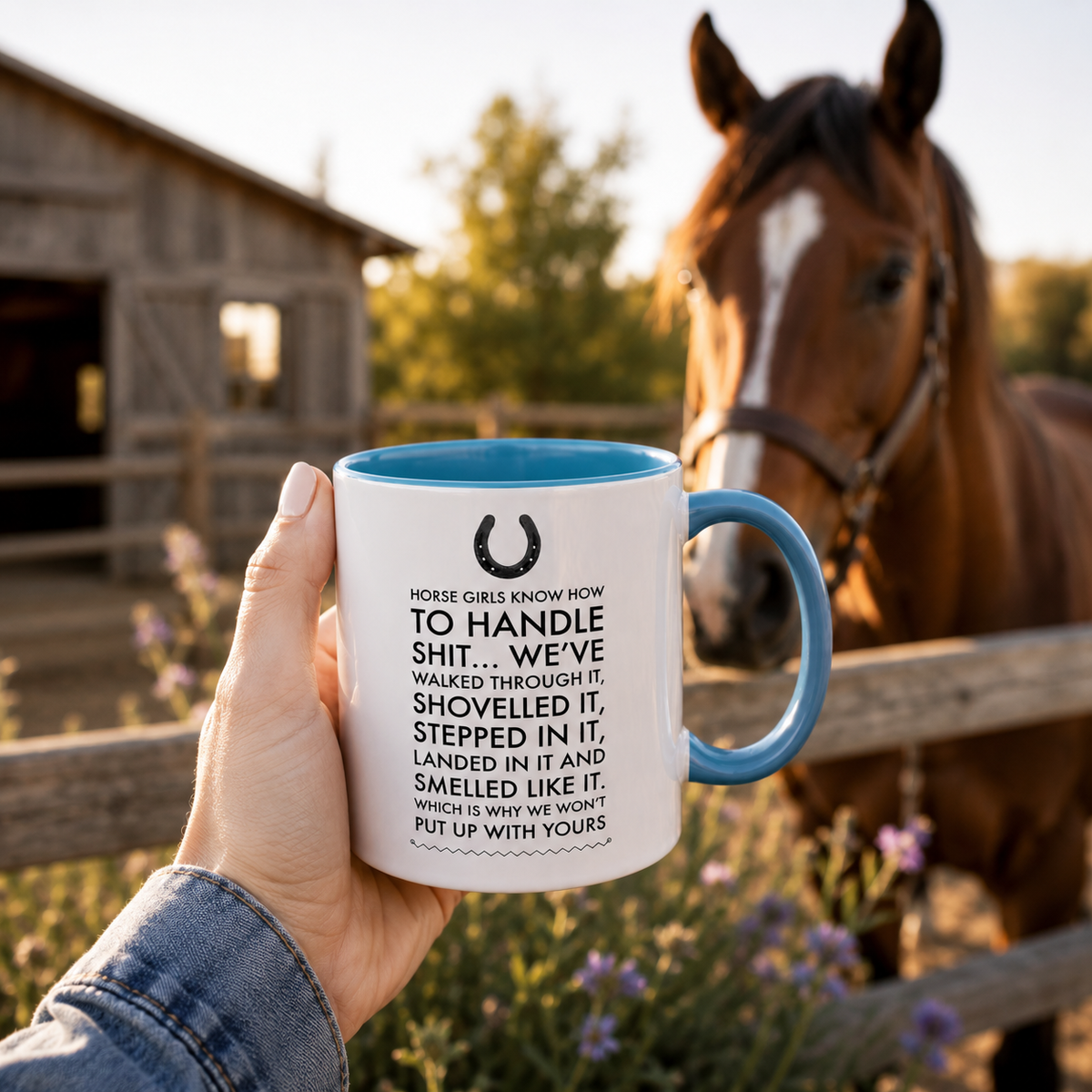 Funny Horse Girl Mug – "Horse Girls Know How To Handle Shit" – Equestrian Coffee Cup Gift For Women, Horse Riders & Cowgirls