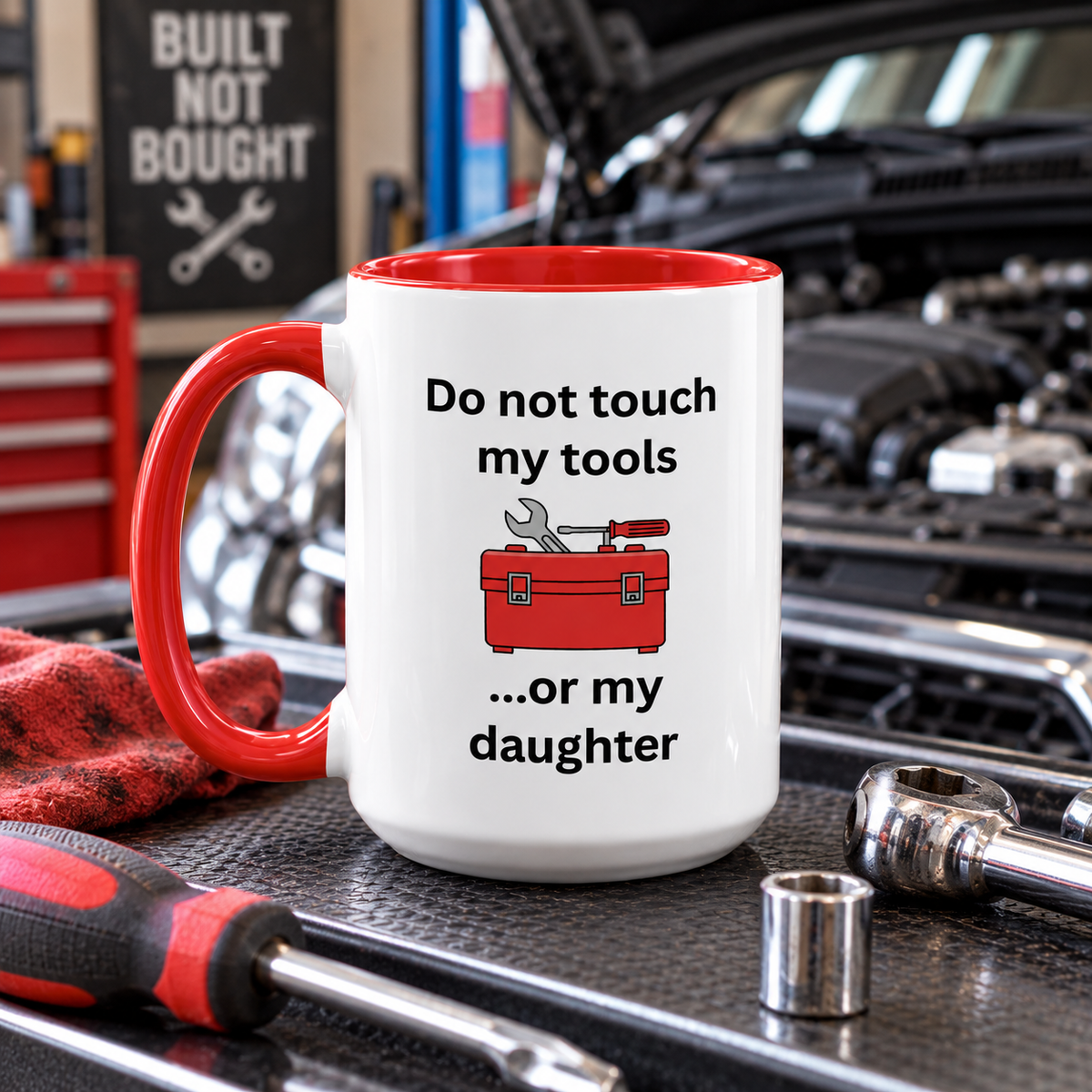 Funny Dad Mug, Dad Gift From Wife, Handyman Carpenter Mechanic Gift – Do Not Touch My Tools Or My Daughter