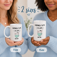 Funny Cat Mug for Women – Cat Lover Gift – Cute Cat Coffee Mug – Tea Lover Gift – "Happiness to Me Is Cats and Tea"