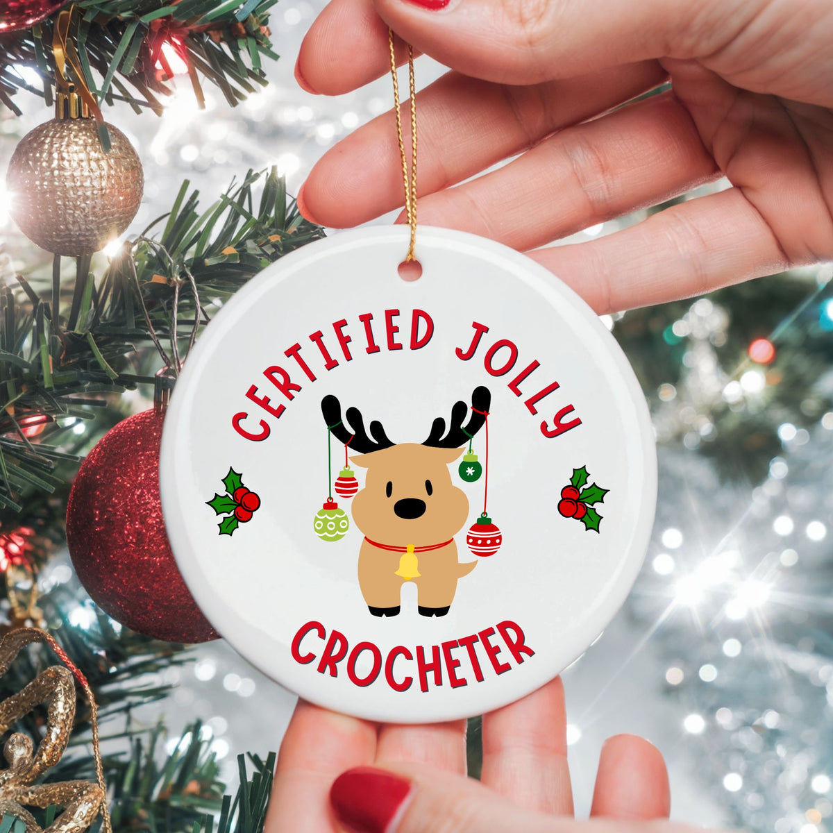 Funny Crochet Christmas Ornament, Crocheter Gift, Crochet Lover Gift, Funny Christmas Gift for Crocheter - Certified Jolly Crocheter