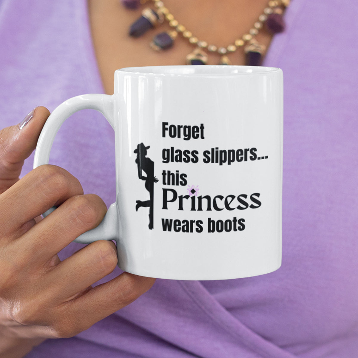 Funny Horse Mug for Horse Girls – Cowgirl Gift for Horse Lovers – “Forget glass slippers”