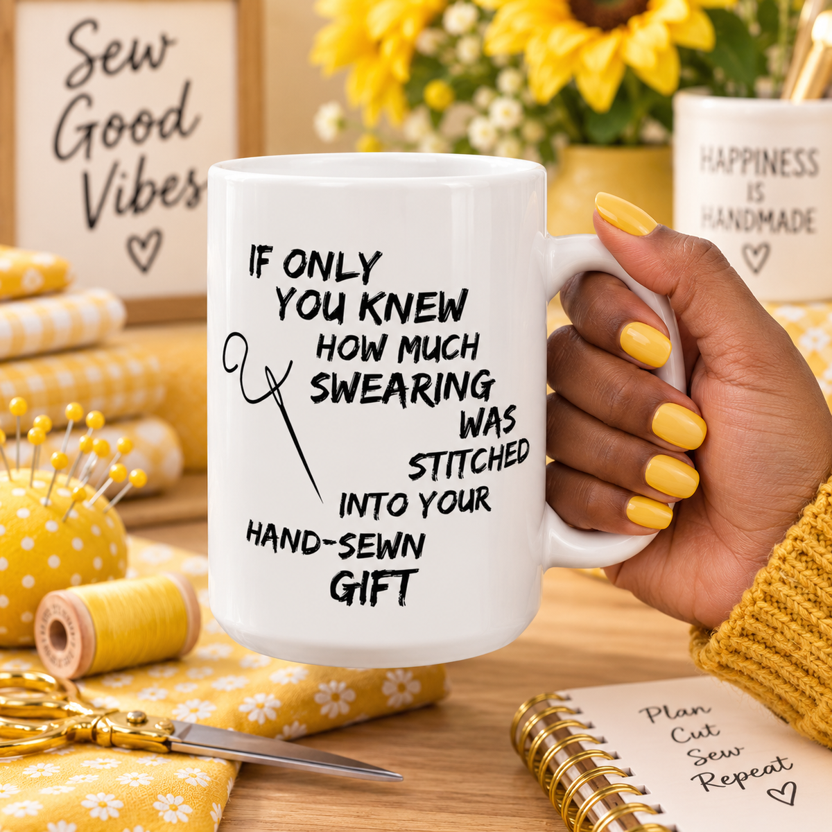 Funny Sewing Mug, Sewing Lover Gift, Seamstress Gift, Sewing Gifts for Women, Gift for Sewer, Needlework Gift - If Only You Knew How Much Swearing
