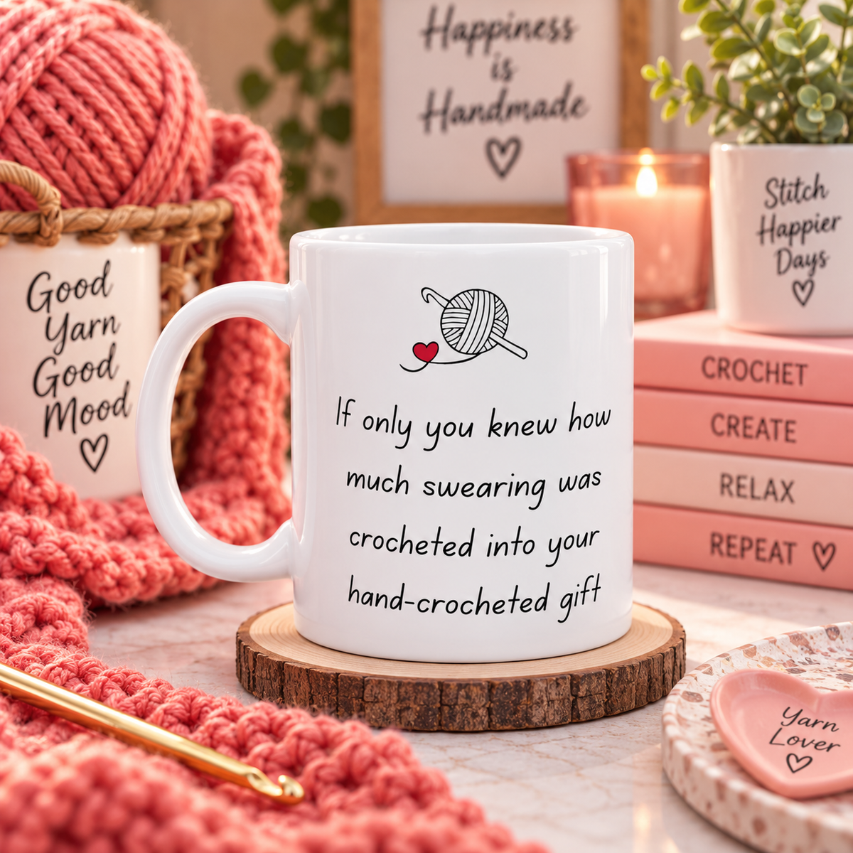 Funny Crochet Mug, Crochet Gifts for Women, Gift for Yarn Lover, Unique Crocheter Gift - If Only You Knew How Much Swearing