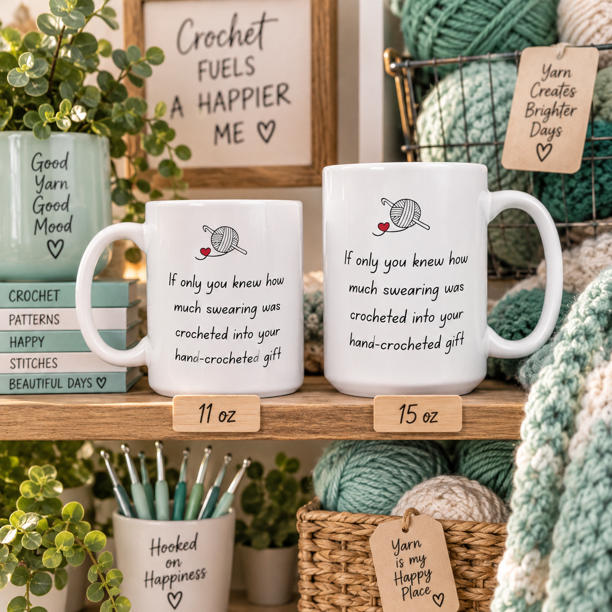 Funny Crochet Mug, Crochet Gifts for Women, Gift for Yarn Lover, Unique Crocheter Gift - If Only You Knew How Much Swearing
