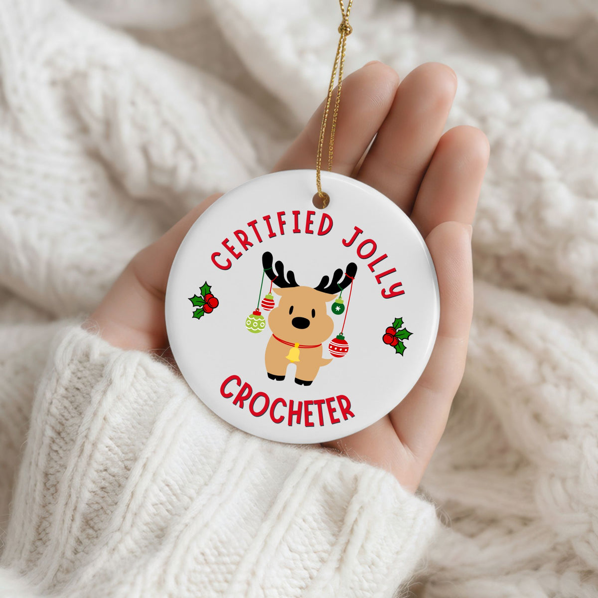 Funny Crochet Christmas Ornament, Crocheter Gift, Crochet Lover Gift, Funny Christmas Gift for Crocheter - Certified Jolly Crocheter