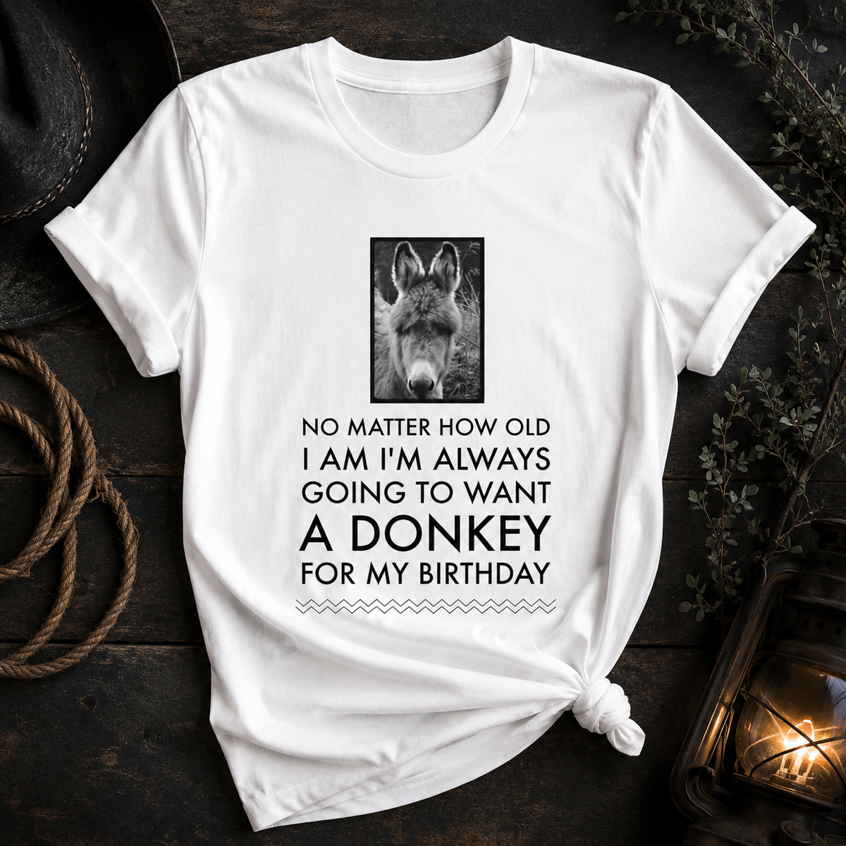 Funny Donkey T-Shirt for Women – Donkey Lover Gift – “No Matter How Old I Am”