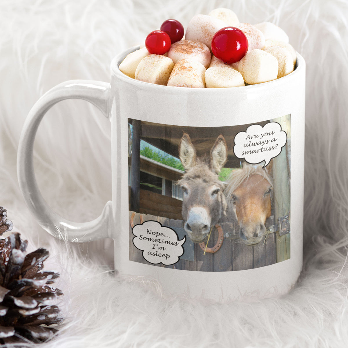 Funny Donkey Mug Gift for Friends & Coworkers, Sarcastic Humor Coffee Cup, Funny Animal Humor Mug - "Are You Always A Smartass?"