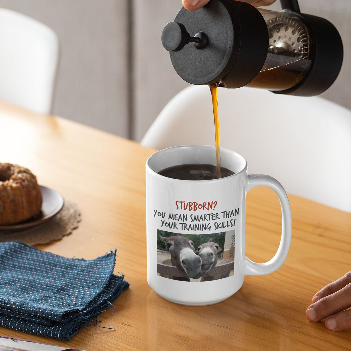 Funny Donkey Mug For Donkey Lovers - "Stubborn, You Mean Smarter" - Funny Gift For Coworker, Donkey Humor Mug, Present For Friend