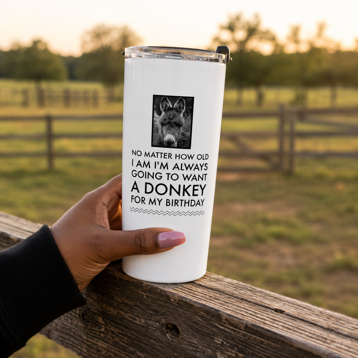 Funny Donkey 20oz Tumbler for Women – Donkey Lover Gift – “No Matter How Old I Am”