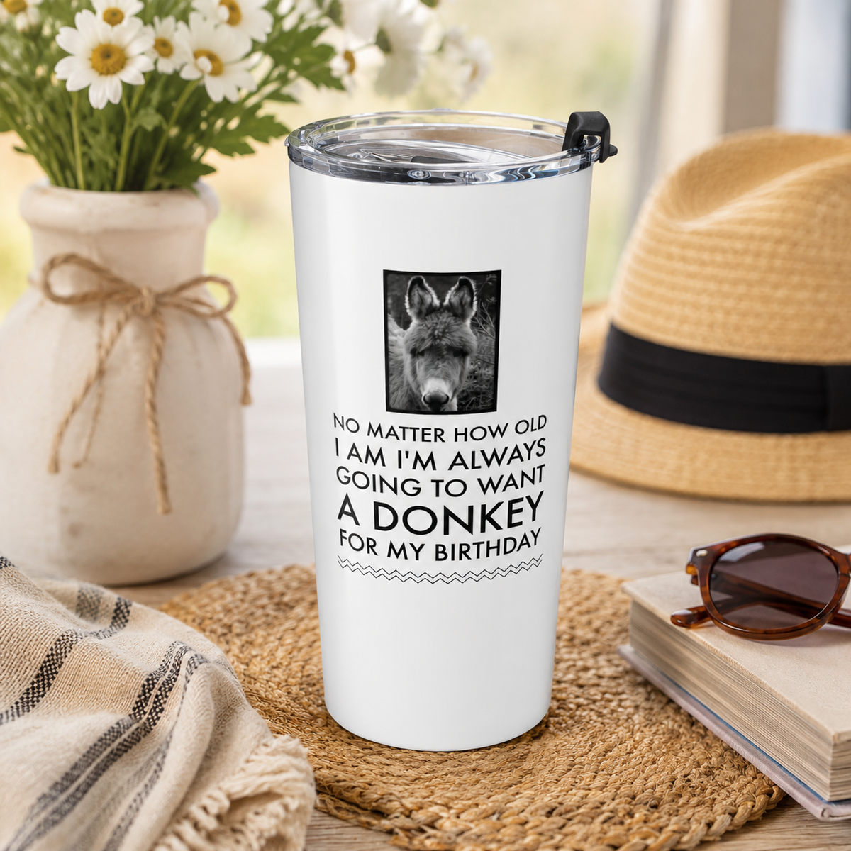 Funny Donkey 20oz Tumbler for Women – Donkey Lover Gift – “No Matter How Old I Am”
