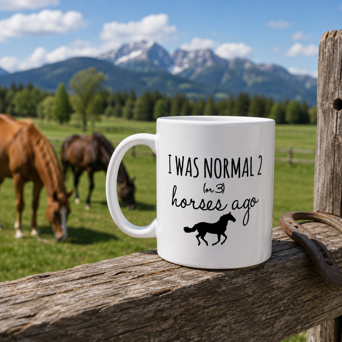 Funny Horse Mug for Horse Lovers – I Was Normal 2 (or 3) Horses Ago – Horse Girl Gift, Equestrian Gift, Cowgirl Coffee Cup, Horse Mom Gift