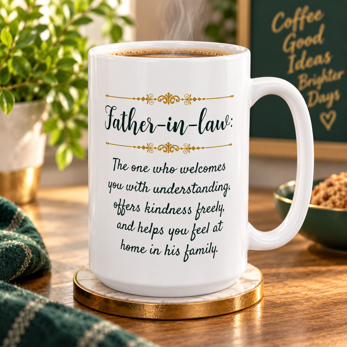 Father in Law Gift, Meaningful Father in Law Mug, Gift from Daughter or Son in Law, Father’s Day Gift – Father-in-Law The One Who Welcomes You