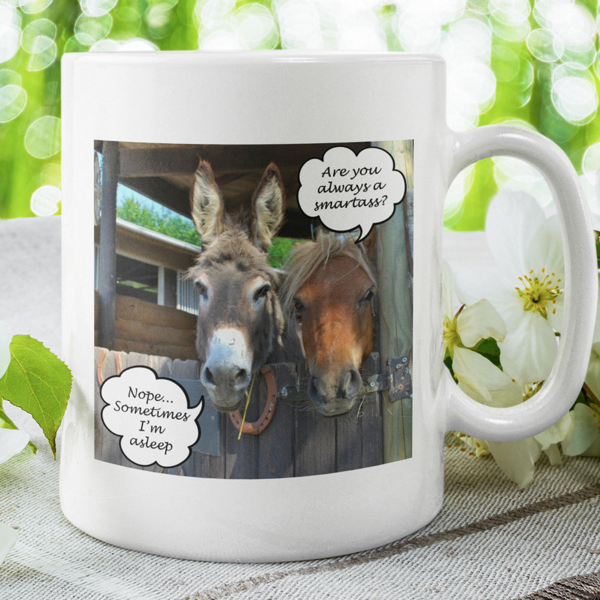 Funny Donkey Mug Gift for Friends & Coworkers, Sarcastic Humor Coffee Cup, Funny Animal Humor Mug - "Are You Always A Smartass?"