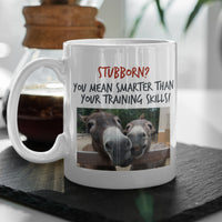 Funny Donkey Mug For Donkey Lovers - "Stubborn, You Mean Smarter" - Funny Gift For Coworker, Donkey Humor Mug, Present For Friend