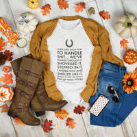 Funny Horse Girl T-Shirt for Women – Horse Lover Gift for Cowgirls – “Horse Girls Know How To Handle Shit”