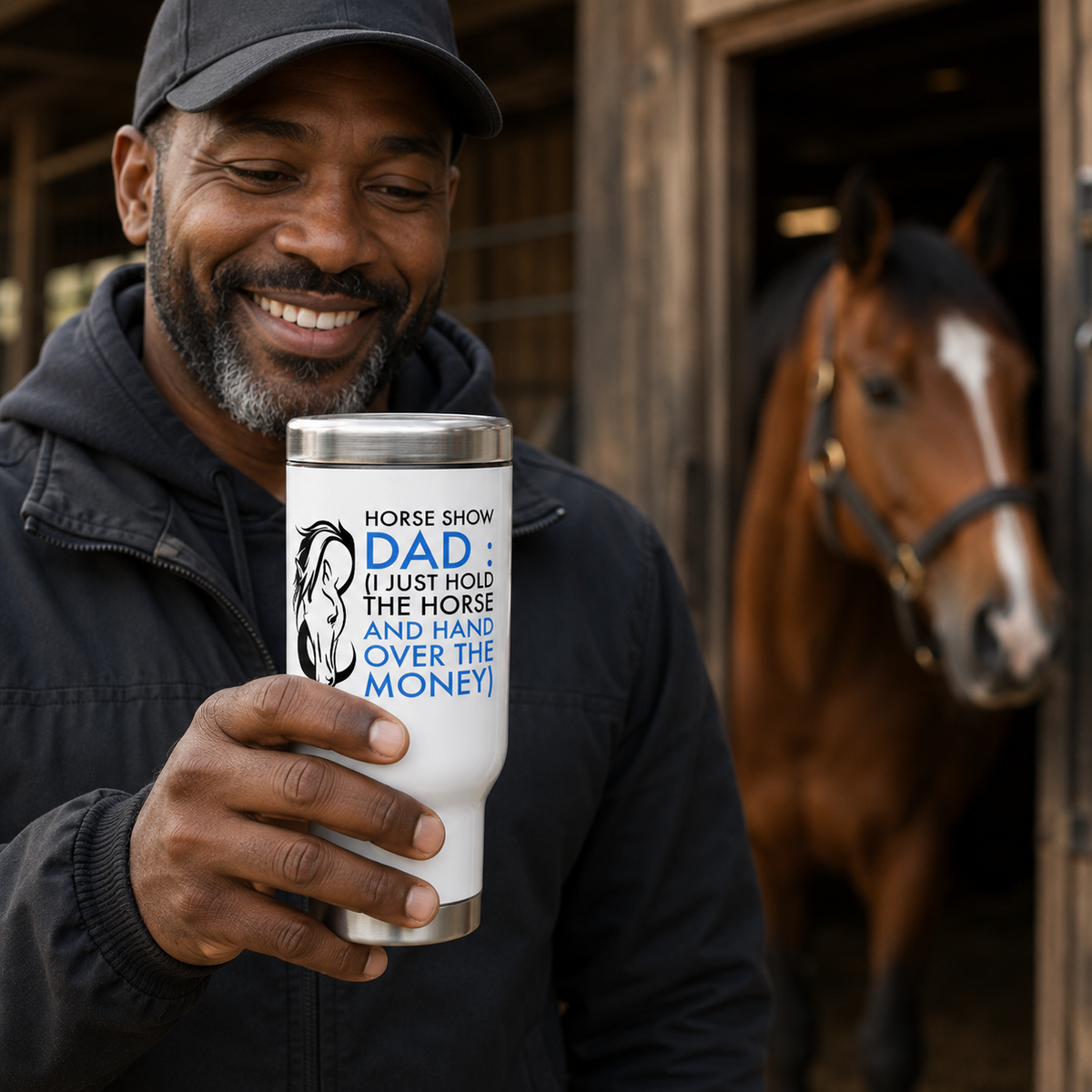 Horse Show Dad Travel Mug, Funny Horse Dad Gift, Equestrian Dad Tumbler, Horse Lover Gift – Horse Show Dad