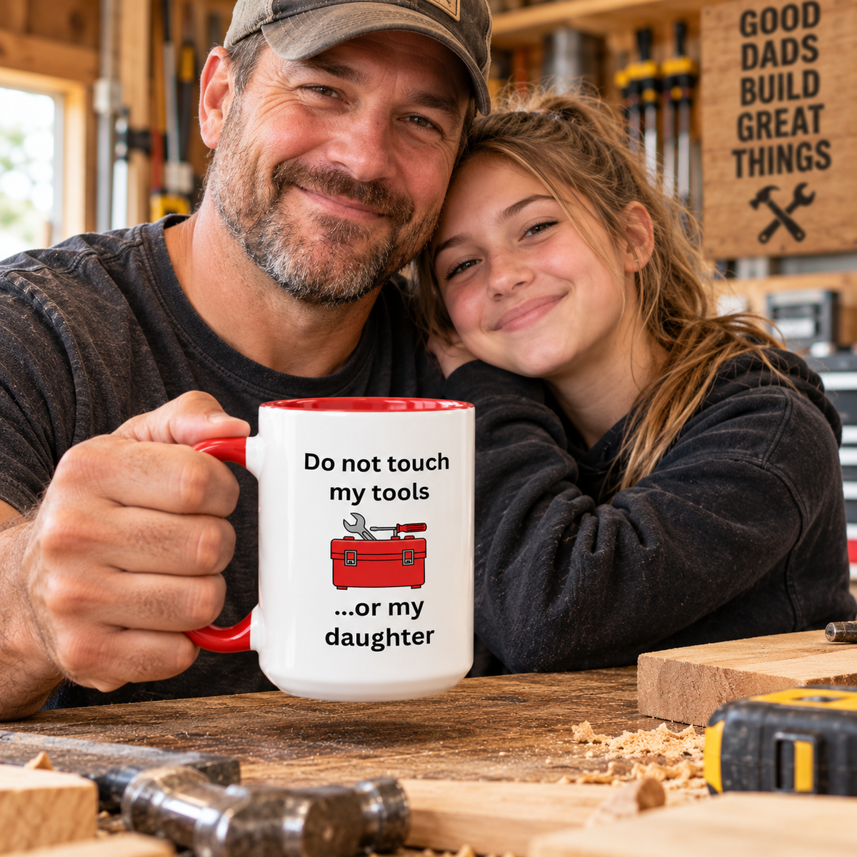 Funny Dad Mug, Dad Gift From Wife, Handyman Carpenter Mechanic Gift – Do Not Touch My Tools Or My Daughter