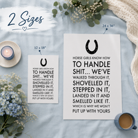 Funny Horse Girl Poster – Equestrian Wall Art Gift For Women – "Horse Girls Know How to Handle Shit" - 12"x18" & 24"x36"