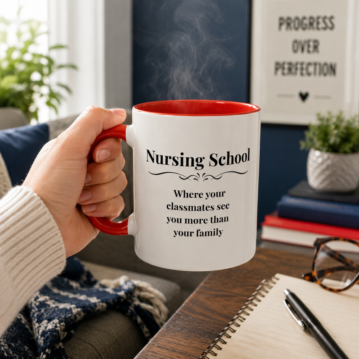 Funny Nursing Student Mug, Nursing School Gift for Future Nurse, Student Nurse Coffee Mug, Nursing Graduation Gift - "Nursing School Where Your Classmates See You More"